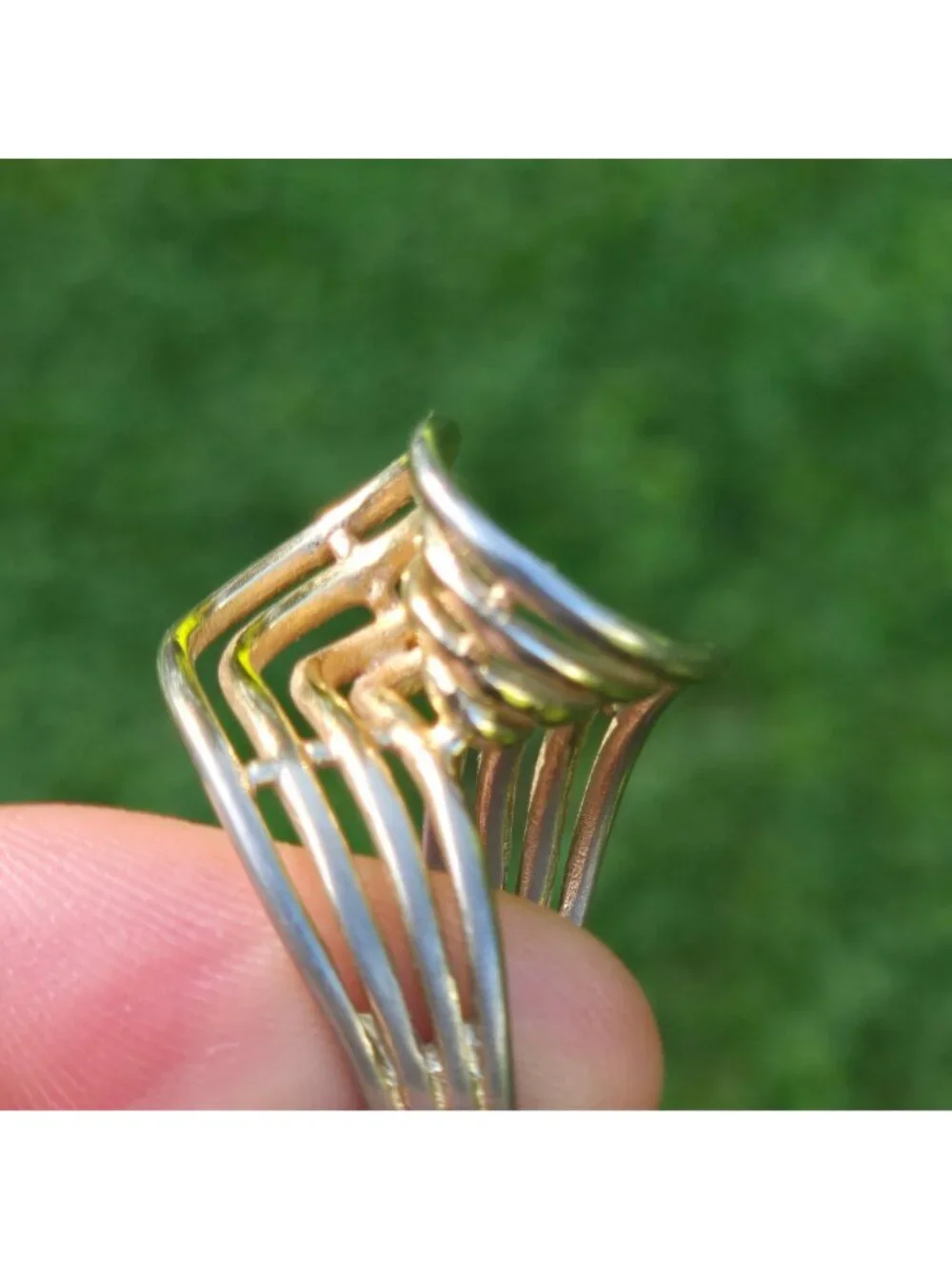 Vintage Modernist ring Joseph Esposito 14KGE waved large statement Jewelry sz 7